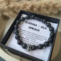 BRANSOLETKA MĘSKA LAWA WULKANICZNA TURMALIN HEMATYT CZACHA OCHRONA SIŁA ODWAGA